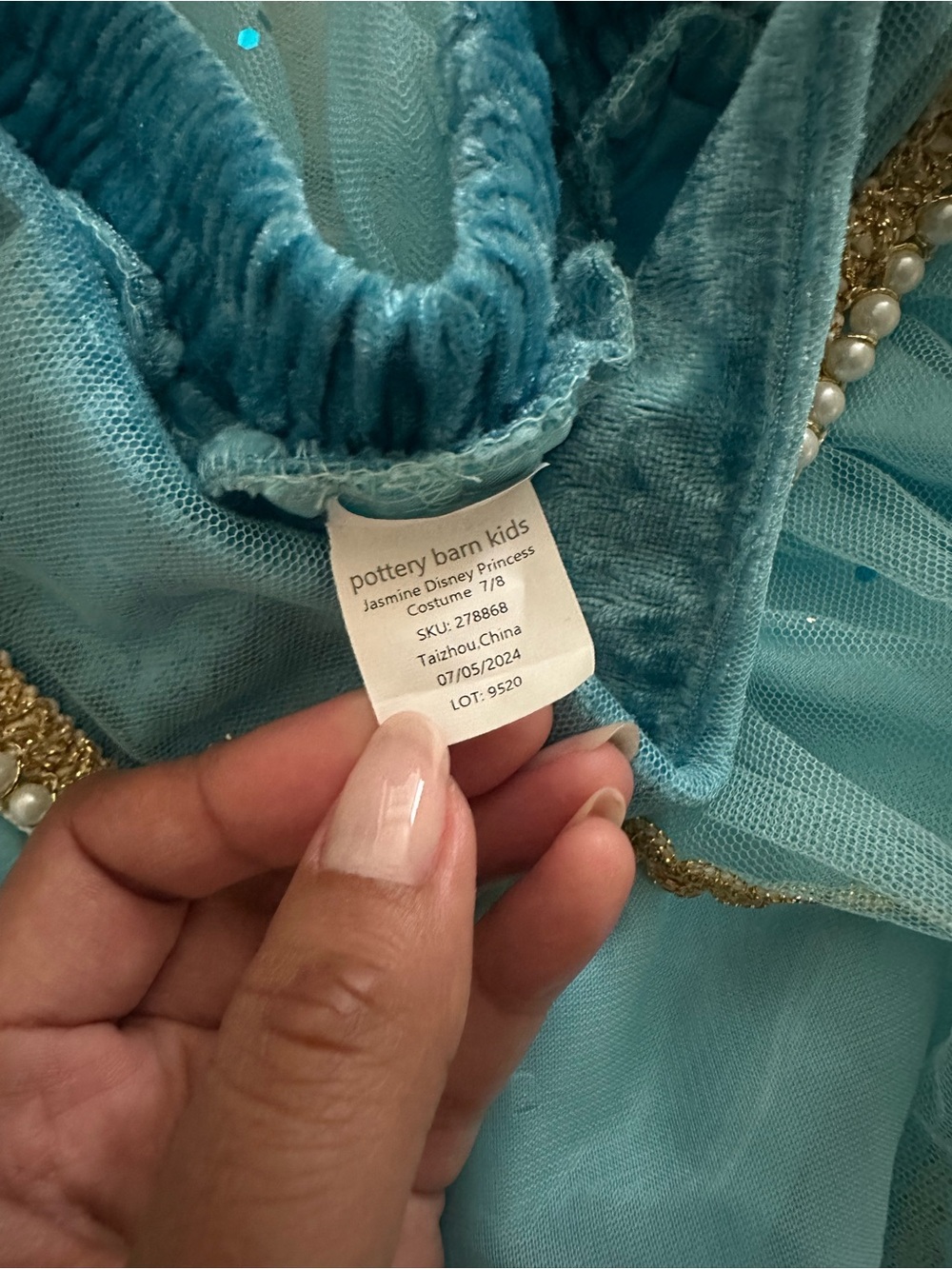 Pottery Barn Kids Disney Princess Jasmine Toddler Costume, 7-8Y - Picture 9 of 10